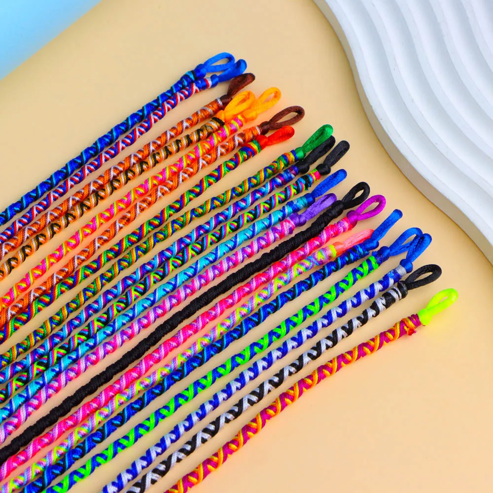 10Pcs/Lot Multicolor Vintage Style Friendship Braided Rope Cuff Adjustable Bracelets Wristband Jewelry For Women Men Lovers Gift