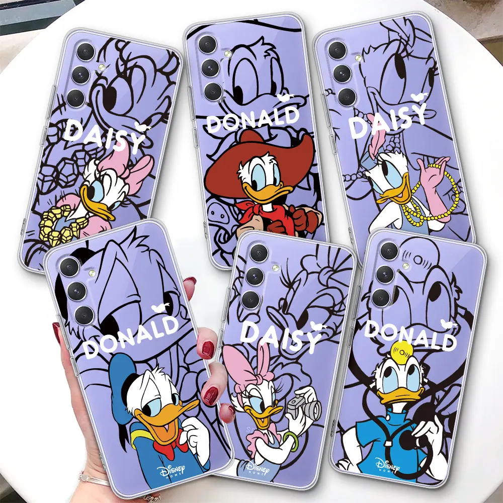 TPU Case for Samsung Galaxy A51 A14 A54 A12 A41 A21s A13 A15 A55 A71 A23 A31 A33 A52 Transparent Cover Disney Donald Duck Couple