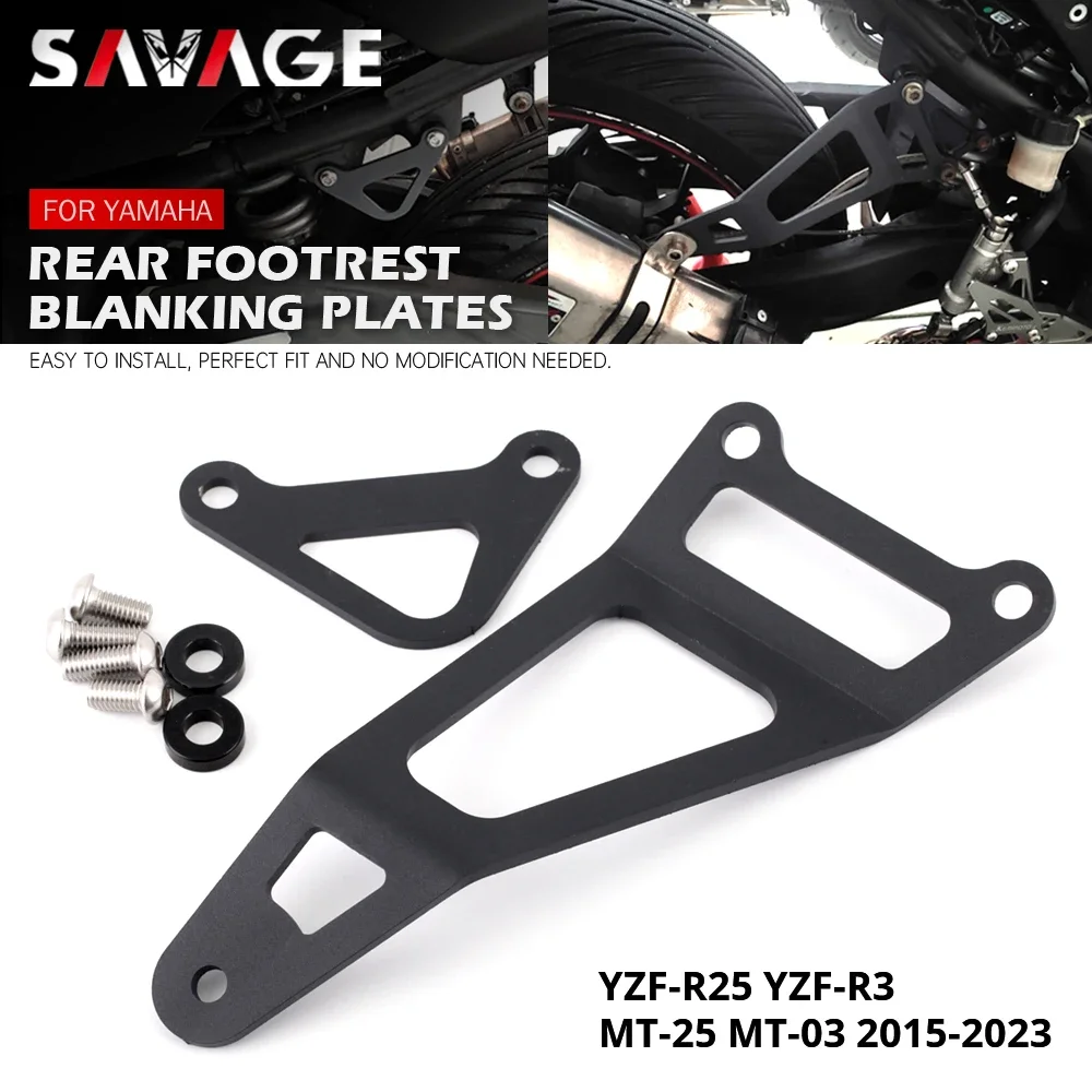 Rear Foot Pegs Footrest Blanking Plate For YAMAHA MT03 MT 03 25 YZF R25 R3 2014-2023 Motorcycle Exhaust Hanger Bracket YZFR25