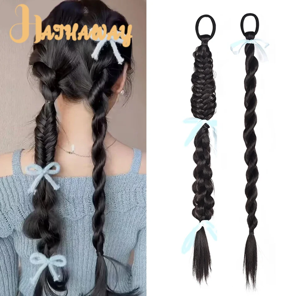 22 Inch Irregular wig Synthetic Wig Ponytail Twist braid Wig Braided Hair Wig Double Ponytail Braid Wig Suitable For Daily Wear