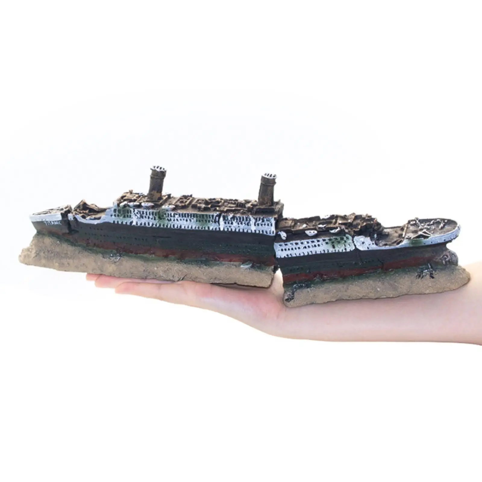 1 pezzo acquario Titanic Shipwreck 38cm resina acquario Fish Tank Ornament Wreckage Ship Cruises decorazione paesaggistica