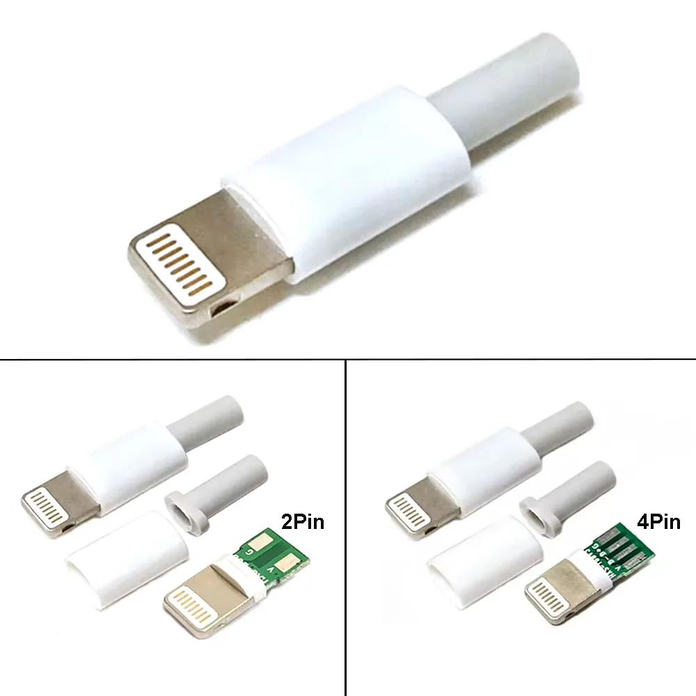 1-10Set Lightning Dock USB Male Plug With Chip Board Fast Charging Port W/ Shell Soldering Line DIY Data Cable For Iphone