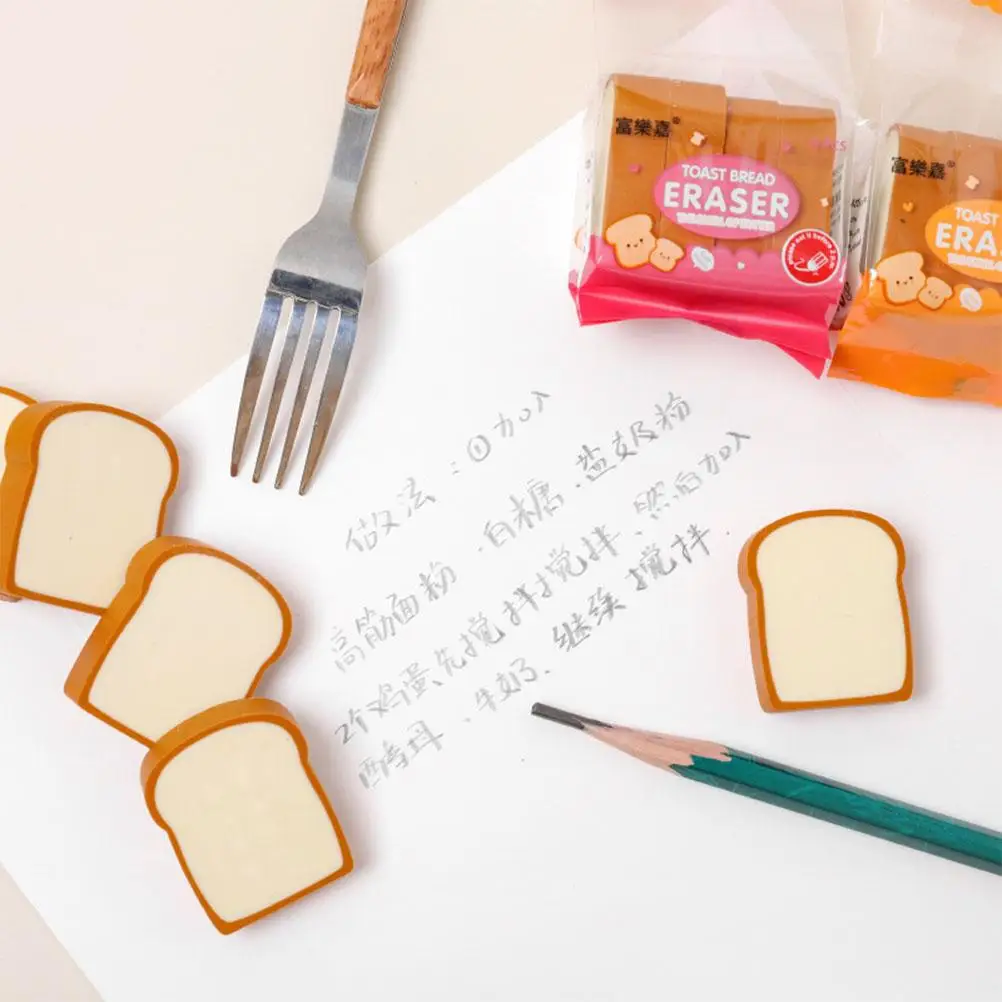 16 Pcs Lifelike Toast Bread Shaped Eraser Decoration Portable Food Erasers Adorable Kitchen Party