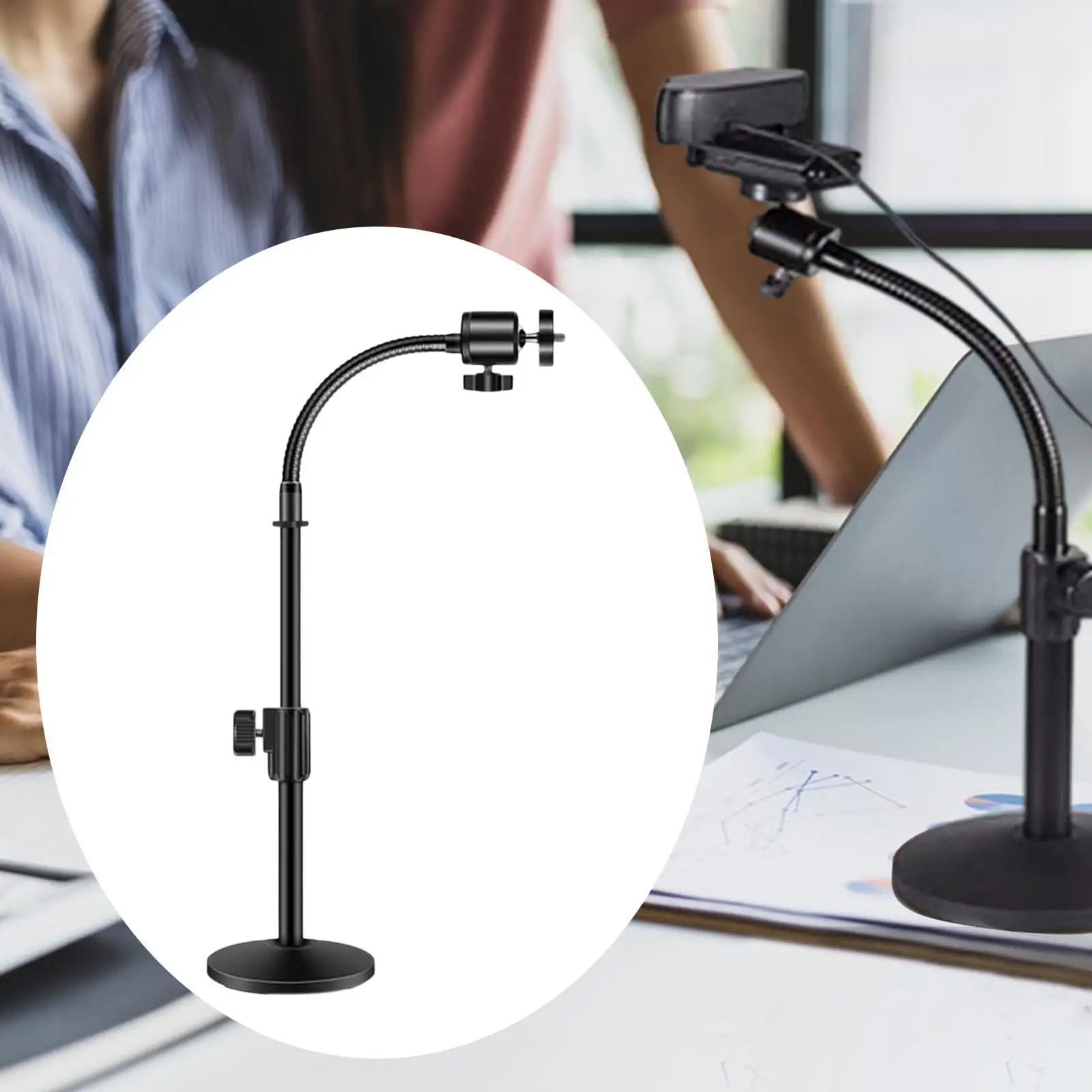 

Tablet Stand Flexible Long Arm 360 Degree Rotation Universal Web Mount Base for Conferencing Online Teaching Live Streaming