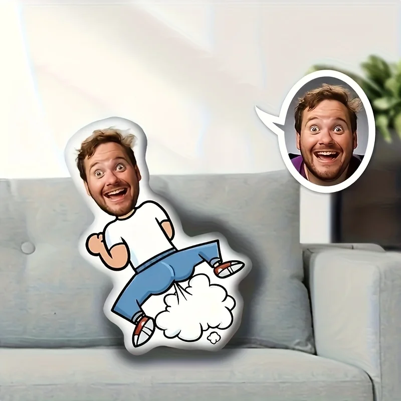 Customizable Funny Fart Face Pillows - a Personalized Photo Gift for Relatives, Friends, And Family, Featuring a Humorous Cartoo
