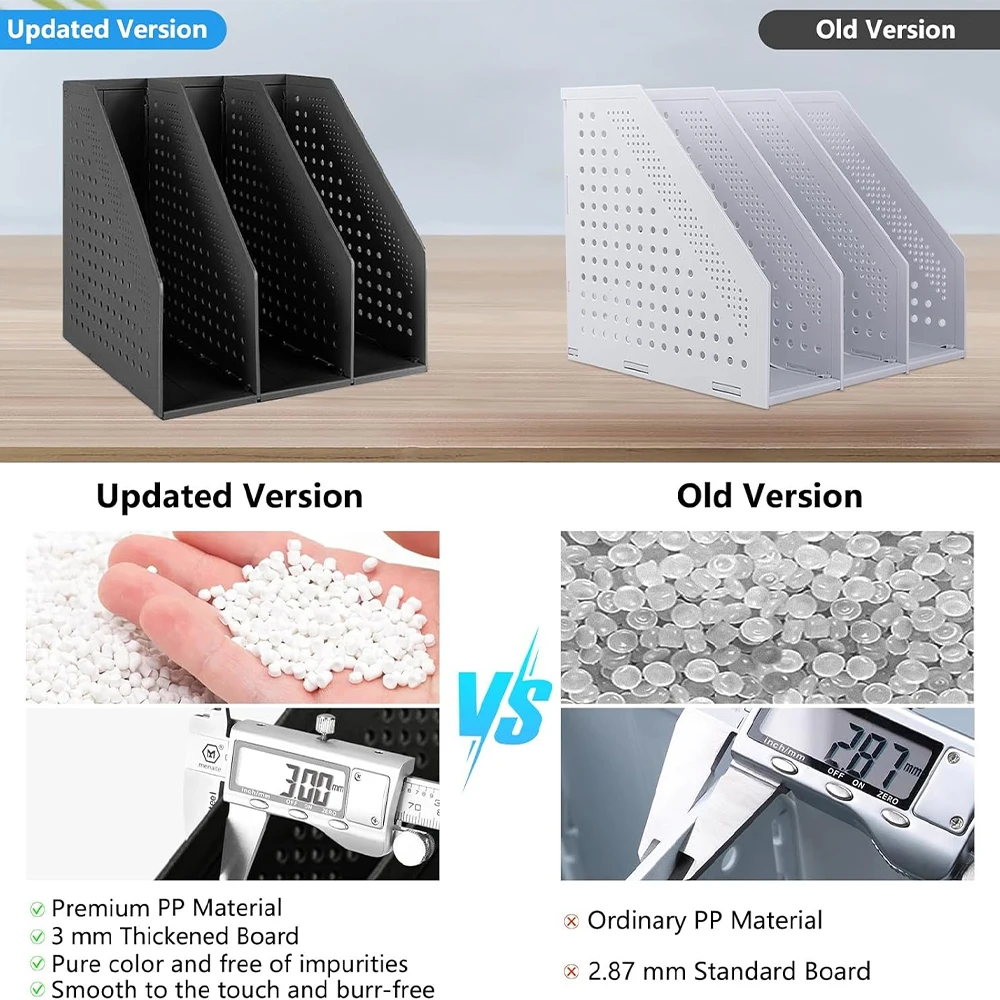 Deli Collapsible Magazine File Holder 2/3/4 Grids Desk Organizer Document Folder Rack for Office School Home Organization