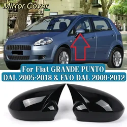 Pair Side Wing Mirror Cover For Fiat GRANDE PUNTO DAL 2005-2018/EVO DAL 2009-2012 Glossy Black Door  Wing Mirror Cap Cover