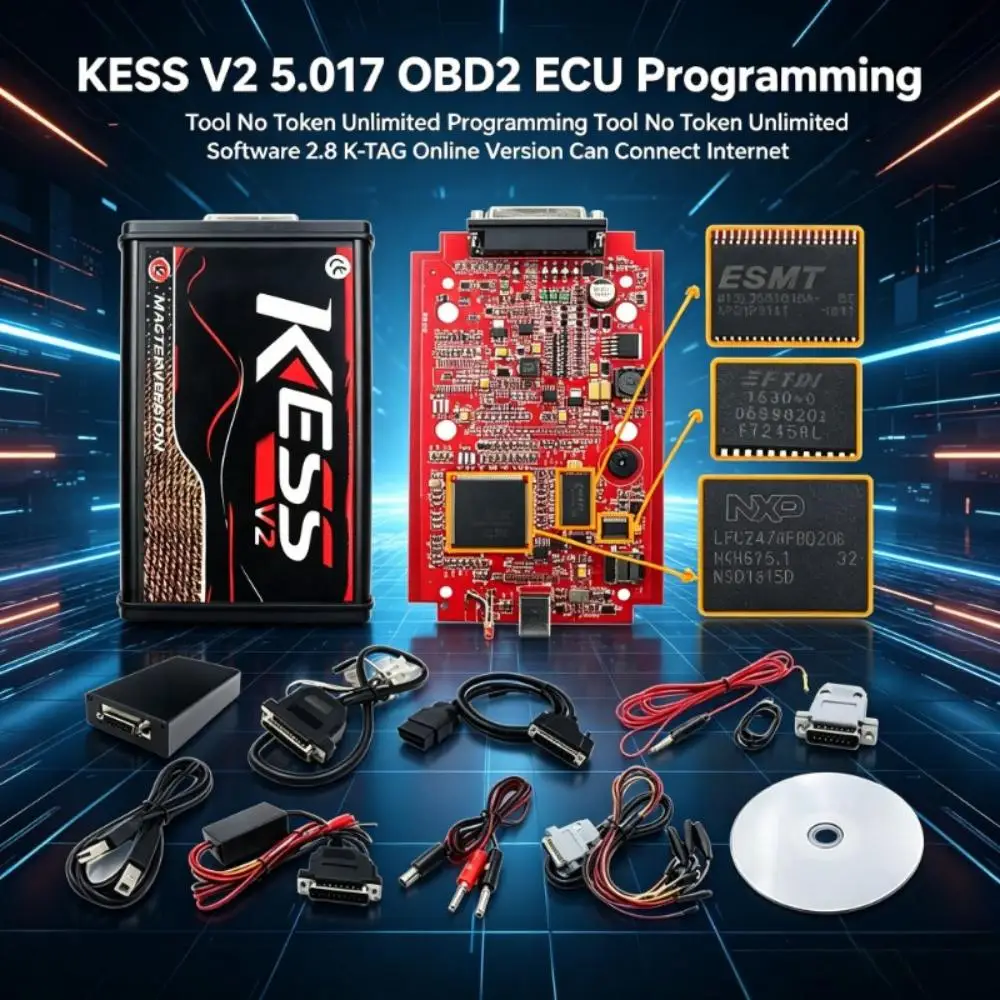 Online Unlimited KESS 2.80 EU Red V5.017 KTAG V7.020 4 LED V2.25 OBD2 Car ECU Chip Tuning Kit kess ktag Programmer Tool