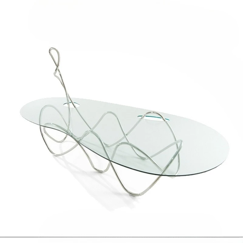 

Italian tempered glass special-shaped stainless steel conference table office modern minimalist studio premium desk