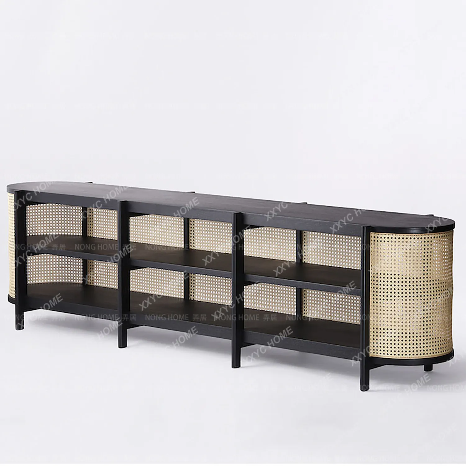 

Wabi-sabi rattan solid wood home living room audio-visual cabinet