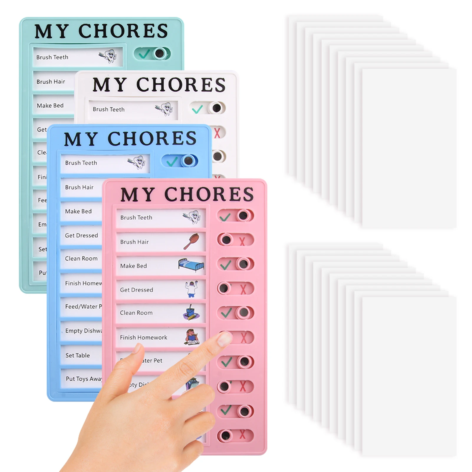 4pcs School With 20 Blank Paper Kids Adults Office Chore Chart Daily Schedule Home Memo Board Portable Routine Planning Reminder