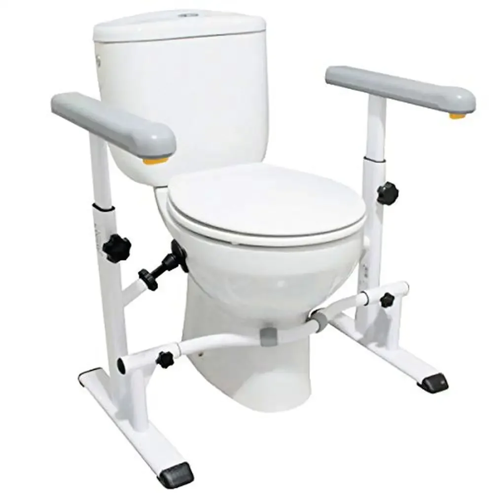 Toilet Safety Frame Handicap Seniors Handles Adjustable Height Width Support Steel Accessibility No Tool Assembly Mobility 330