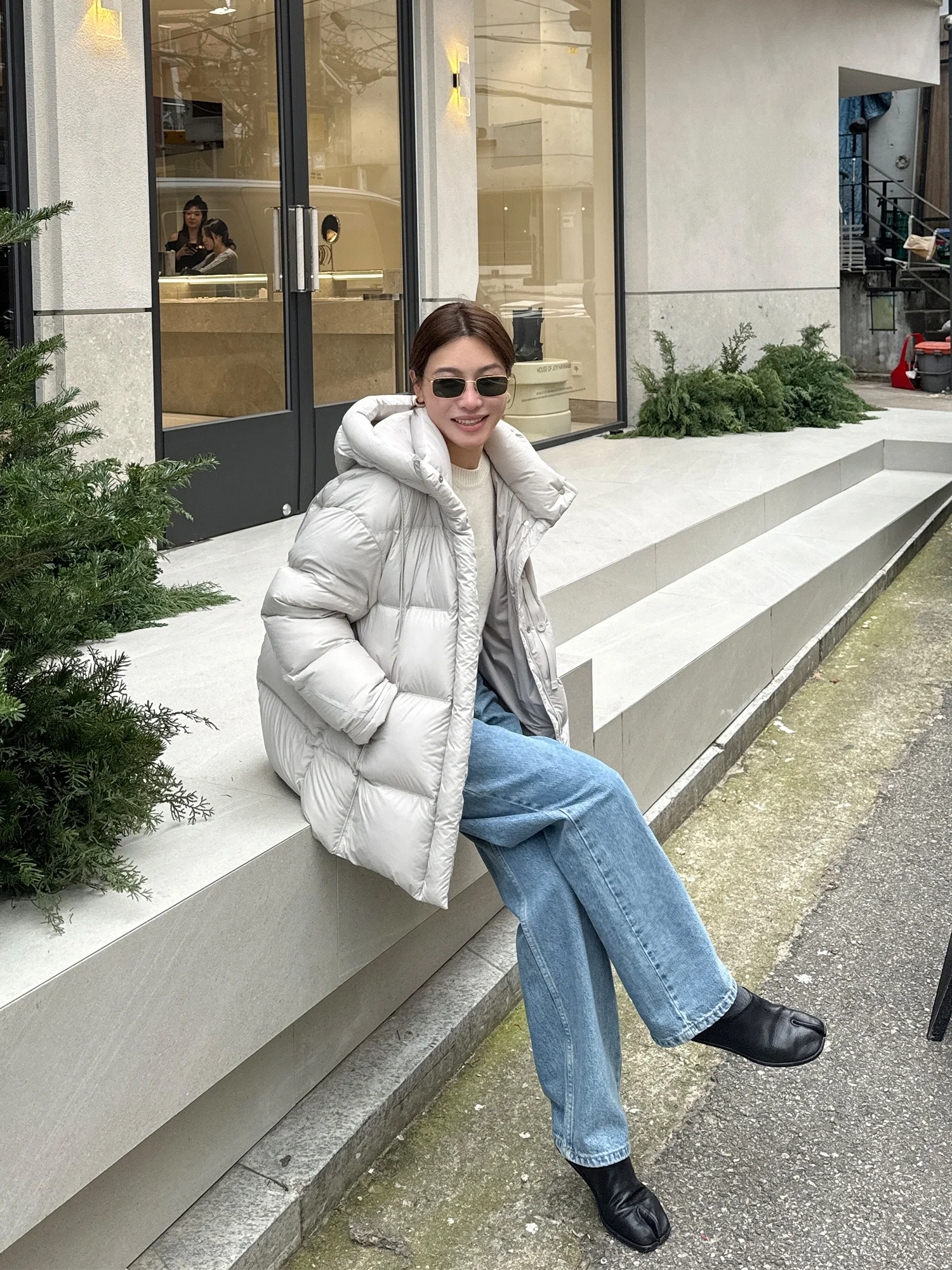 

Women's Mid-Length down Jaet Du Feather Puffer Coat Hooded Casual Sle Warm Filling White Du down Winter New Arrival