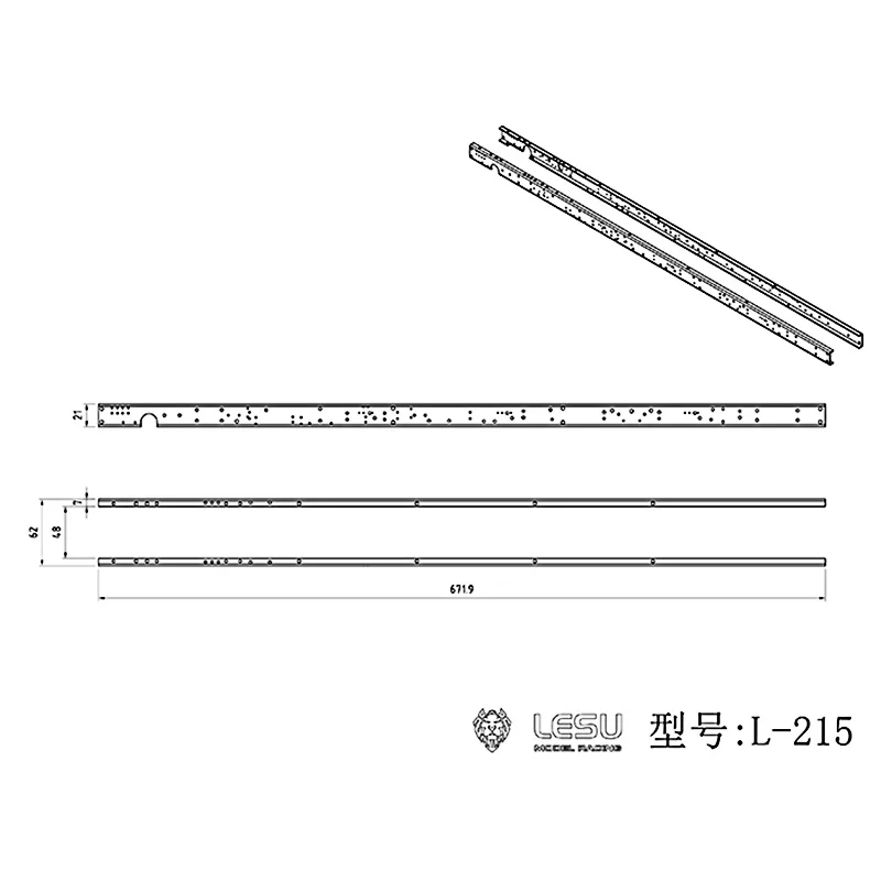 LESU RC 부품 금속 섀시 레일 프레임, 1/14 체중계 RC 트랙터 트럭 Z0010 DIY 전기 자동차 모델 액세서리 모델 Th20320