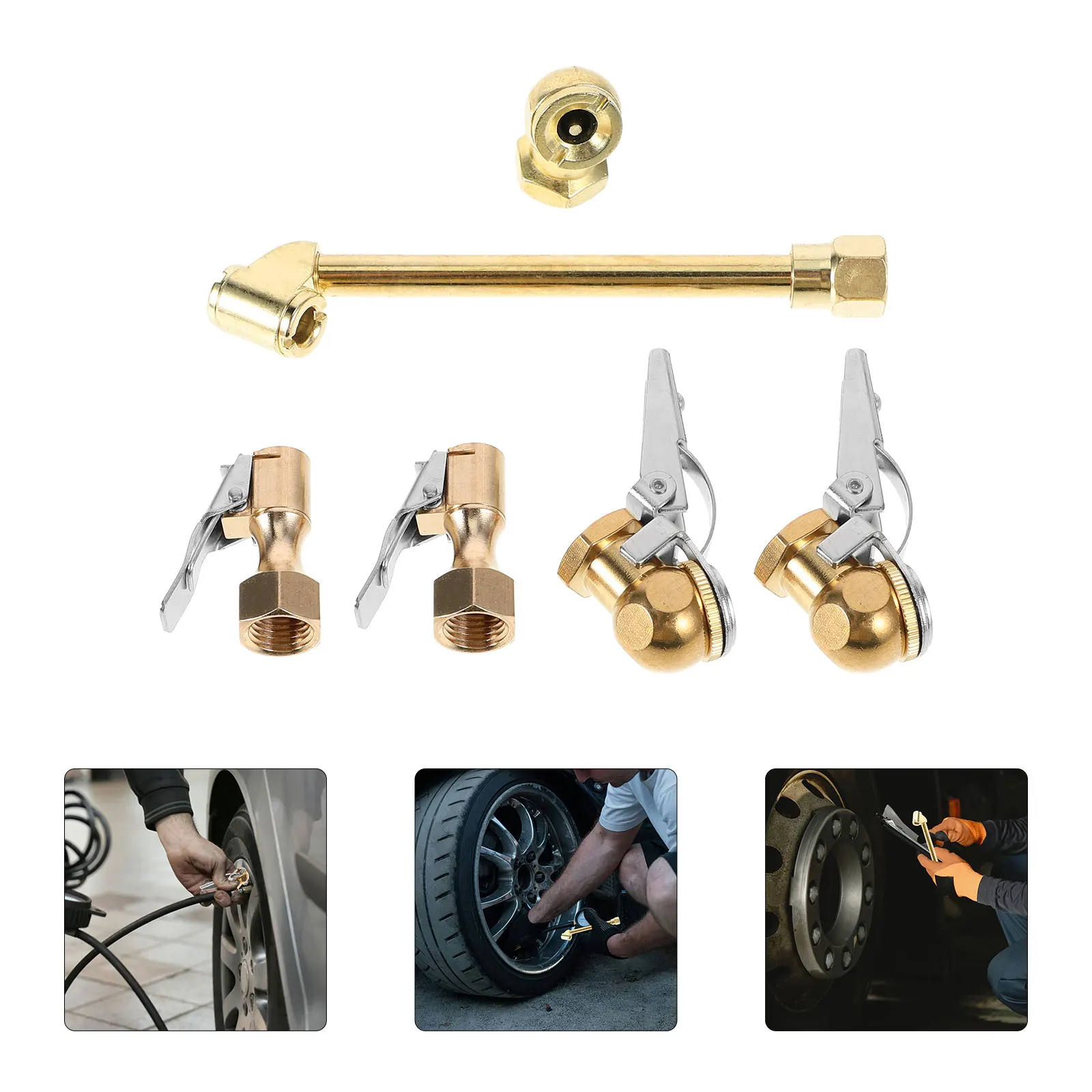 

Air Pumping Nozzle Set Compressor Hose Adapter Chuck Quick Connect Attachments for Tires Accessories Kit Fittings
