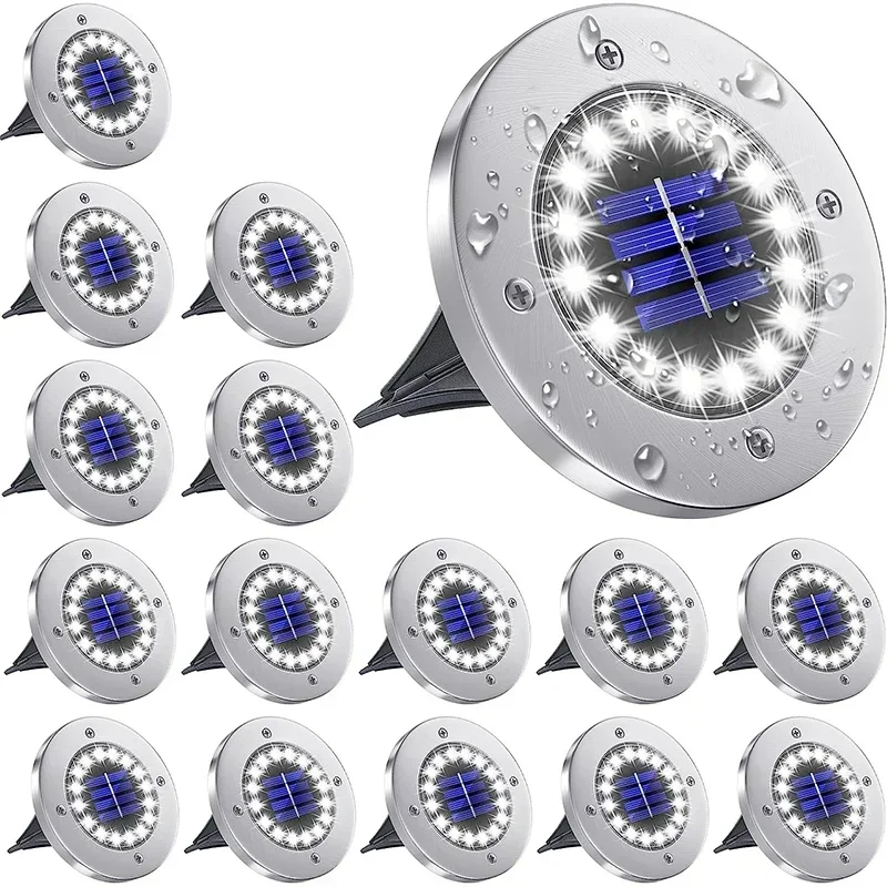 Pop 20LED Solar Power Disk Light Outdoor Garden Solar Underground Light Deck Light Spotlight Buried Solar Led Lamp Garden Decora