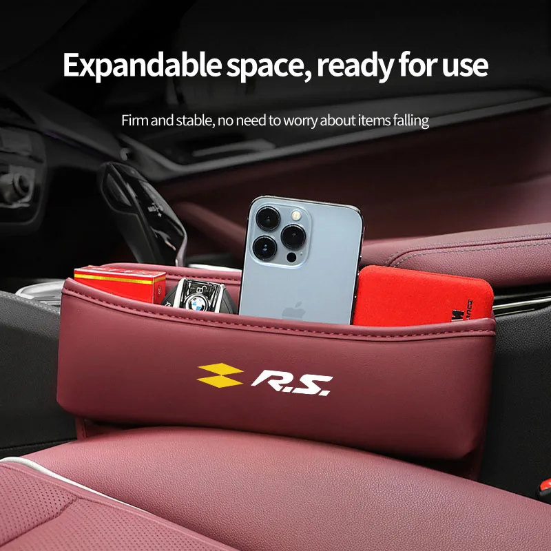 Auto Seat Gap Storage Box Leather Car Seat Organizer Holder For Renault RS Grand Scenic 4 XMOD Megane Clio 4 Laguna 2 3 Coupe