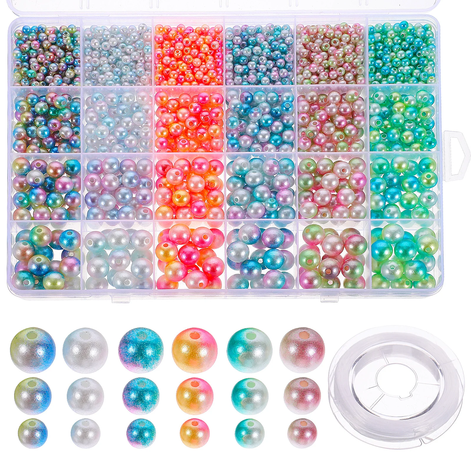 

1890 pcs Pearl DIY Kit 24 Colors Imitation Beads Jewelry Craft Set with Holes for Adults Kids Making Necklaces Ornaments