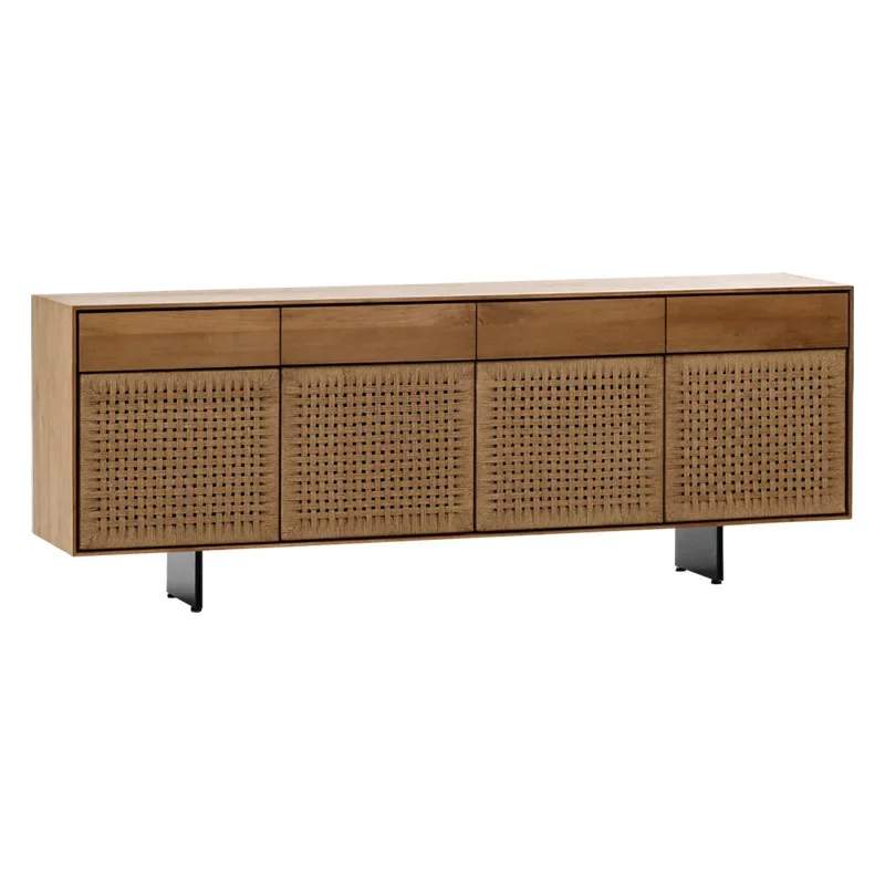 

Solid wood braided rope dining side cabinet living room storage cabinet weaving characteristic creative entrance cabinet