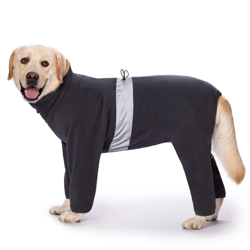 Winter Big Dog Clothes Soft Cozy Polar Fleece Pet Jumpsuit Warm Coat Adjustable Pet Overalls for Large Dogs Labrador Costume