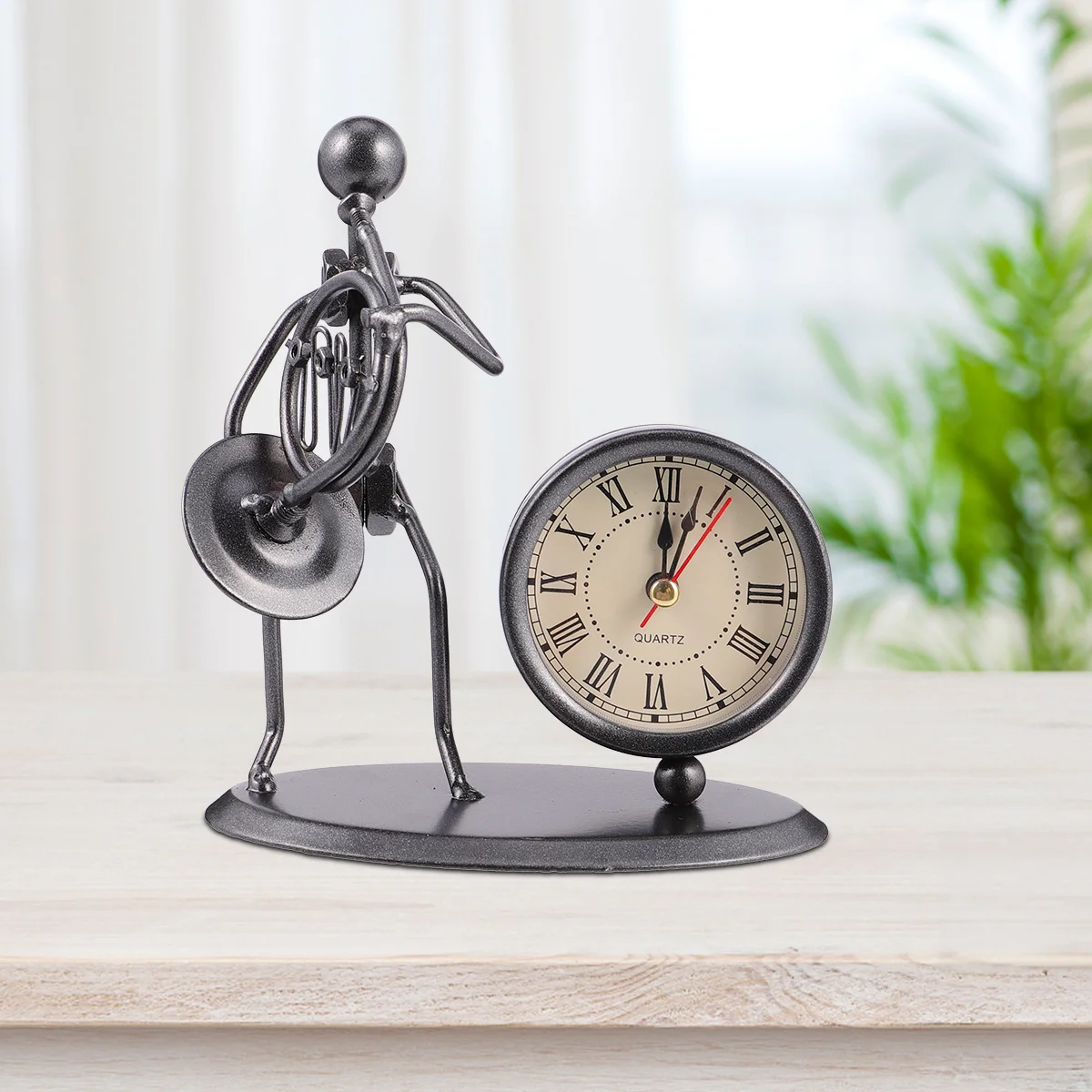 

Vintage Table Clock Stainless Steel Metal Retro Nordic Style Alarm Clock Timely for Home Bedroom Office