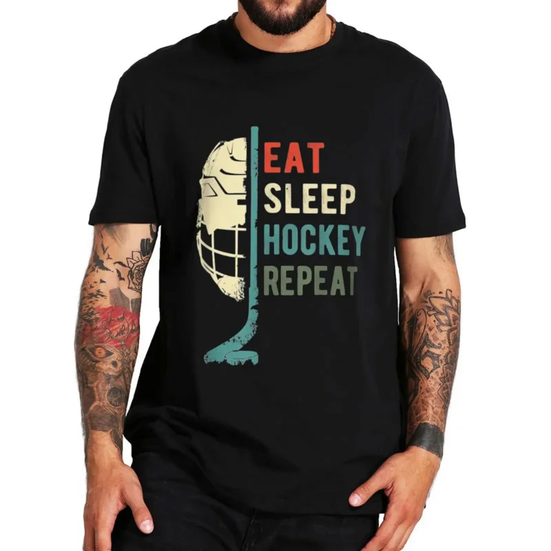 Футболка мужская в ретро стиле, хлопок, короткий рукав, повседневная мягкая рубашка для любителей спорта, хоккея, съема и повторения сна, в винтажном стиле, подарок для влюбленных