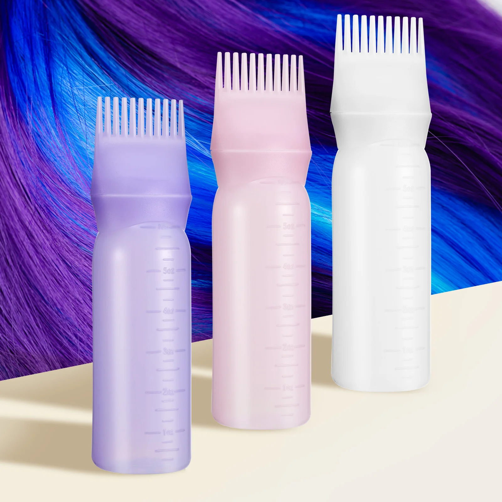 

4 Pcs Hair Oil Bottle Root Comb Dye Care Applicator Product Silica Gel Oiling Shampoo Bottles for Home