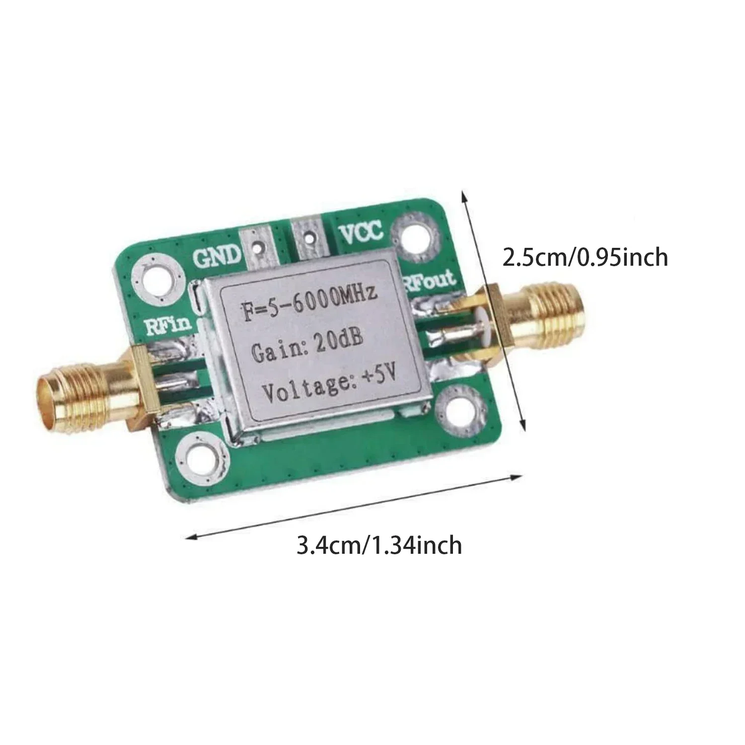 Low Noise RF Amplifier: SPF5189 LNA for 50-4000MHz/5-6000MHz, gain range from 0.6dB to 20dB, shielded board configuration