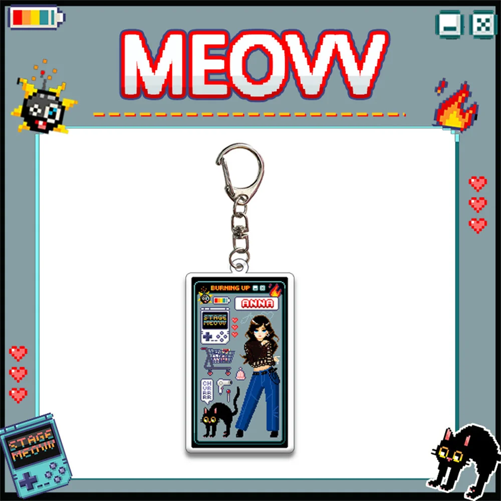 KPOP MEOVV جديد عودة صور المفاتيح SOOIN GAWON آنا نارين إيلا الاكريليك كيرينغ قلادة شكل مربع حقيبة اكسسوارات المشجعين هدية #5