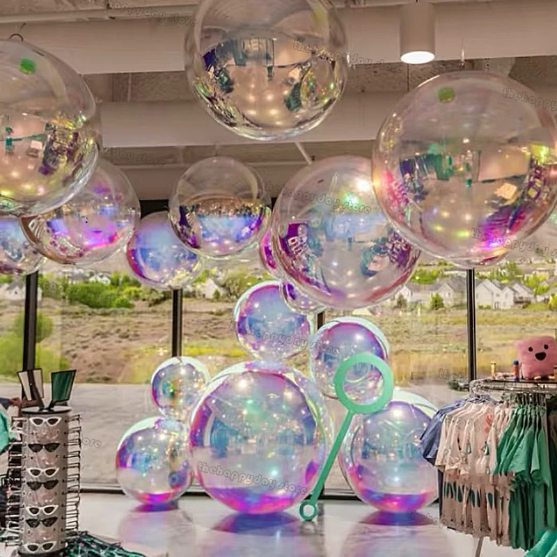 50-10IN قزحي الألوان 4D بالونات مستديرة المجسم 4D احباط بالونات الهيليوم Globos لعيد ميلاد الزفاف عيد الميلاد توهج ديكور الحفلات