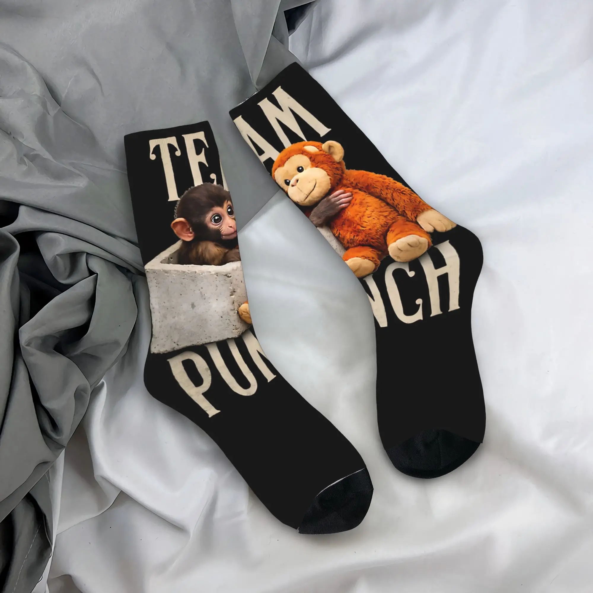 Lonely Punch Monkey Stockings  Kawaii Socks Men Comfortable Socks Winter Climbing Design Non-Slip Socks Gift