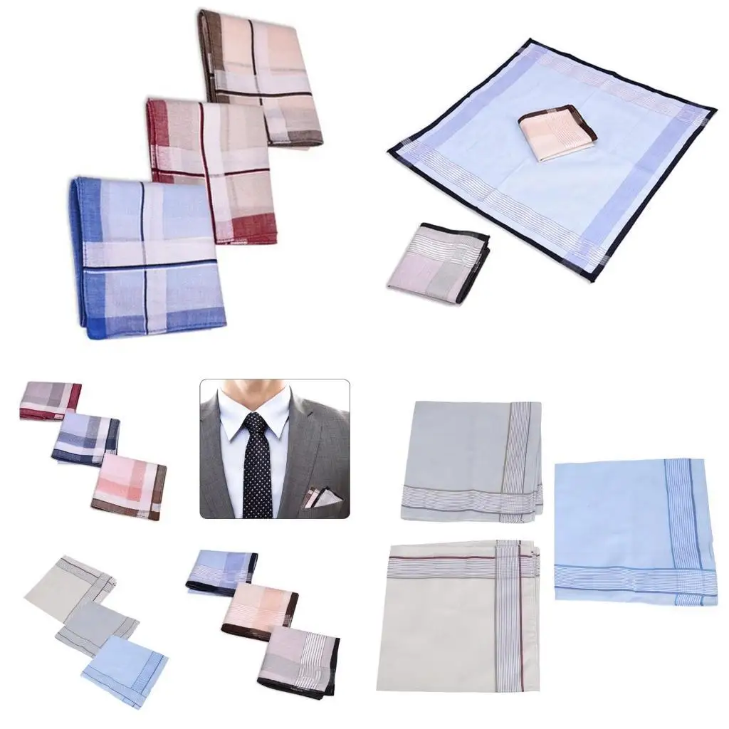 

R1WE 40cm Men’s Handkerchiefs Bandanas High Absorbent Towel Pocket Square Set of 3