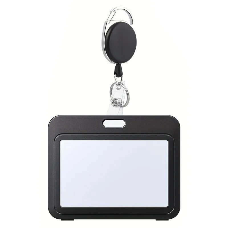 1Set Black Badge Holder Exhibition ID Card Holder Name Tag for Staff Nurse Badge Reel Keychain Work Pass Card Cover Case Sleeve