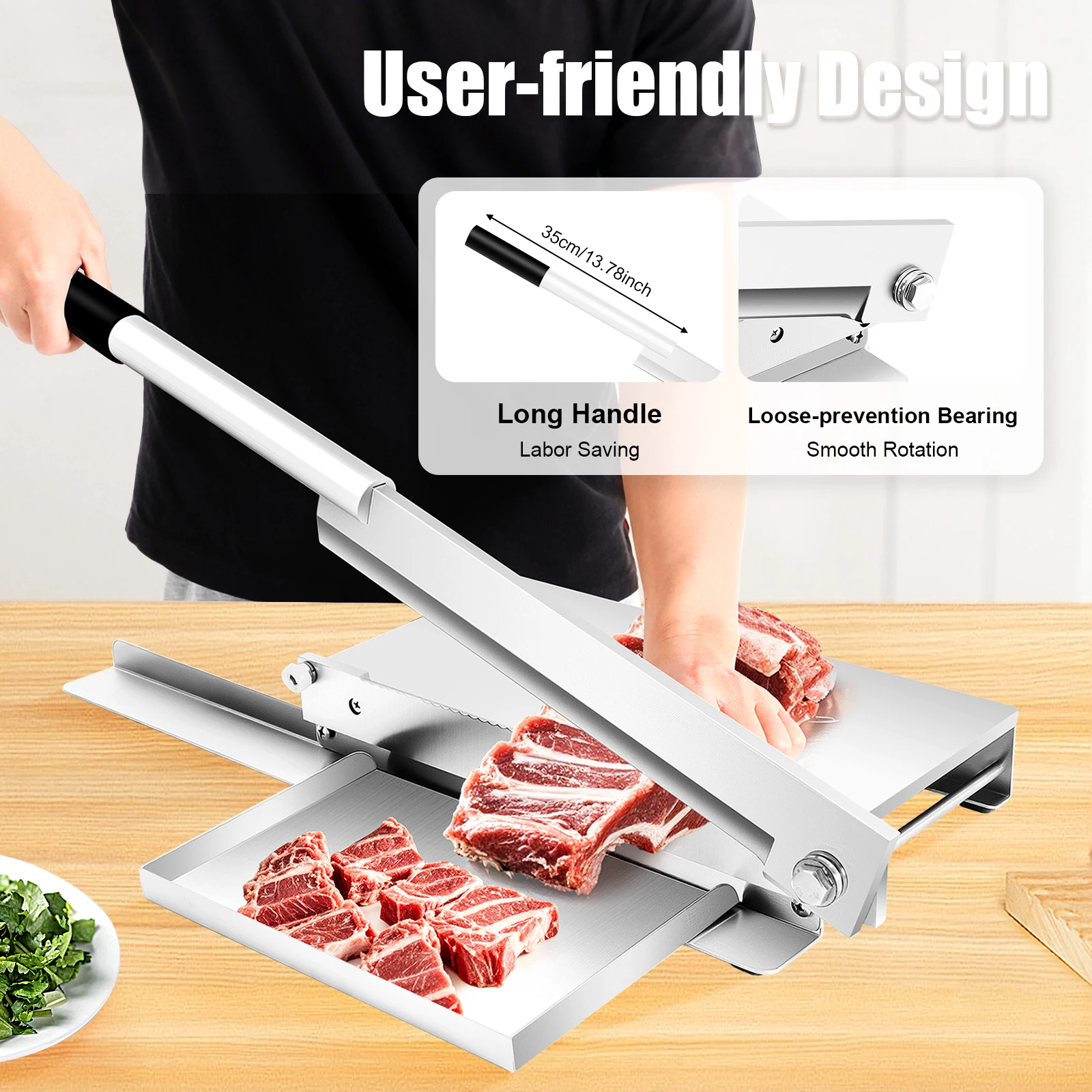 Manual Meat Bone Cutter Heavy Duty Chicken Cutting Machine with blade Bone Chopper Stainless Steel Guillotine Bone Cutting Machine for Beef Goat Pig Fish Butcher Commercial Kitchen