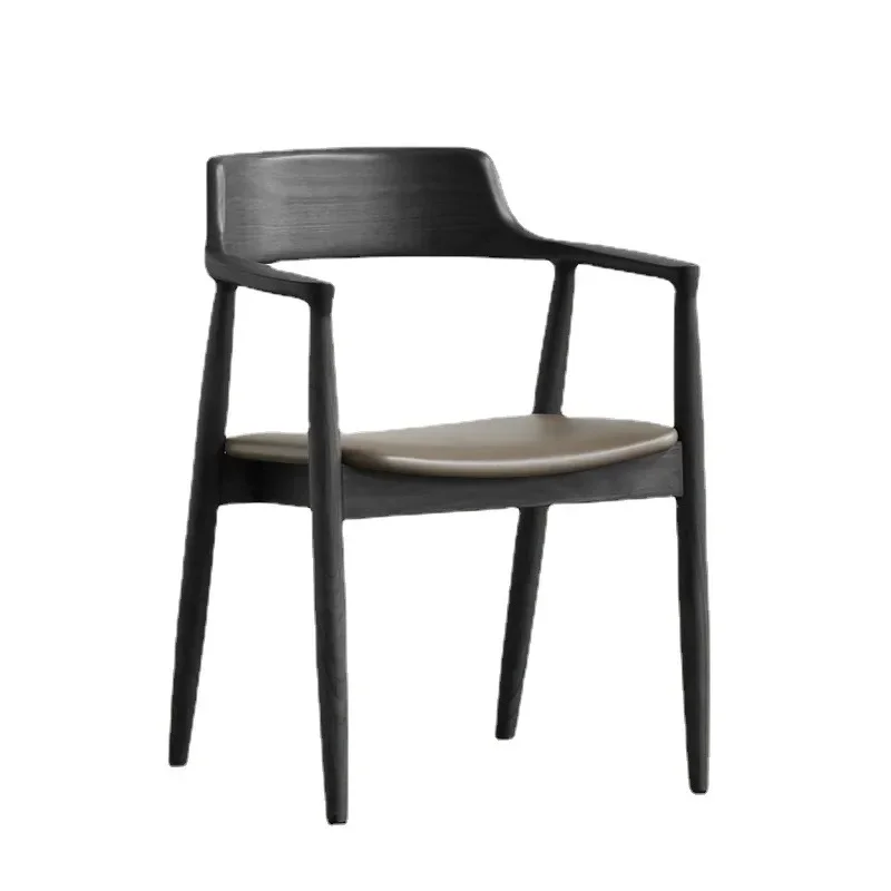 Black solid wood Hiroshima creative negotiation Nordic restaurant B & B leisure dining chair