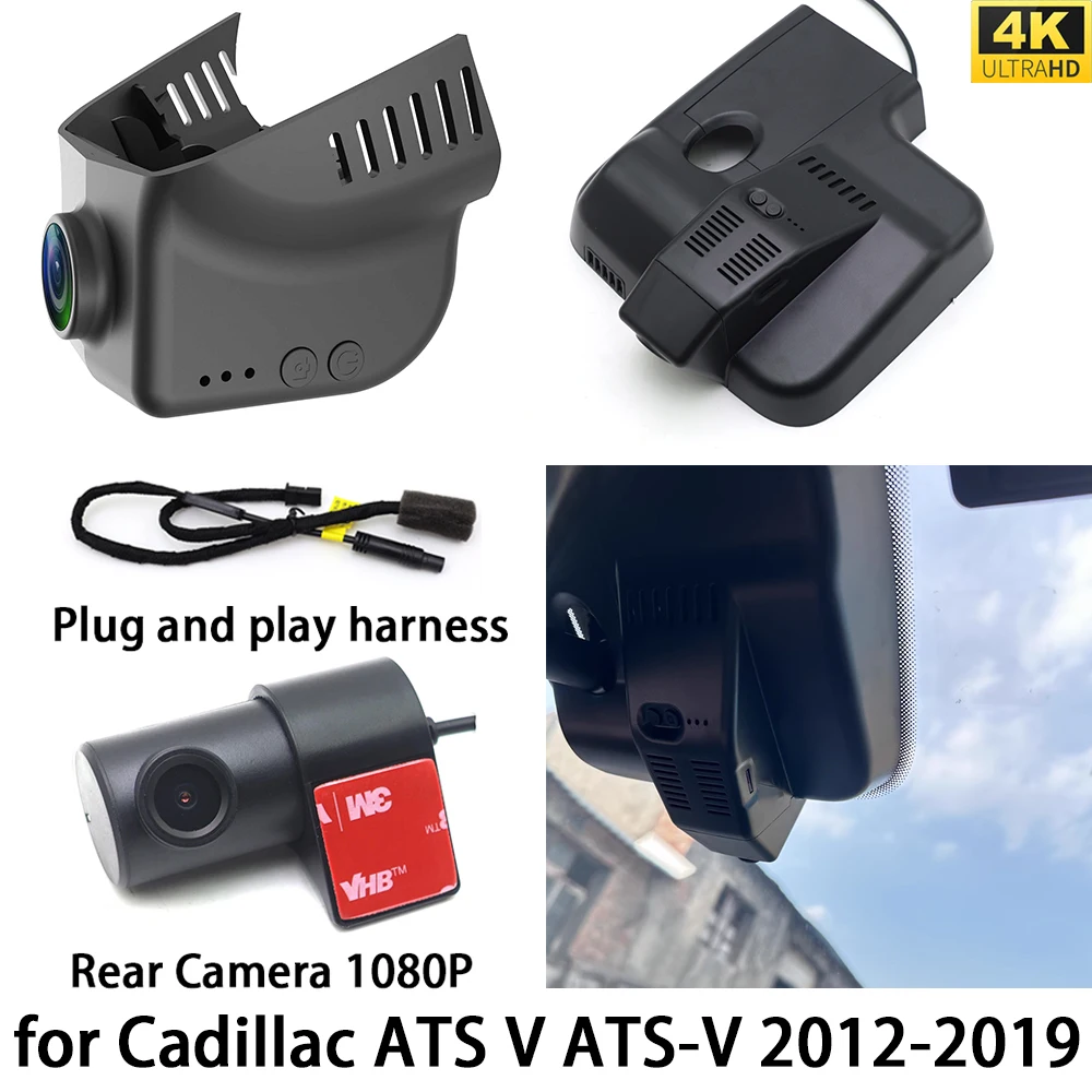 Cámara DVR 4K para Cadillac ATS V ATS-V 2012-2019, Cámara Delantera y Trasera OEM, Grabador de Video Wifi 2160P, Grabación en Bucle, Visión Nocturna
