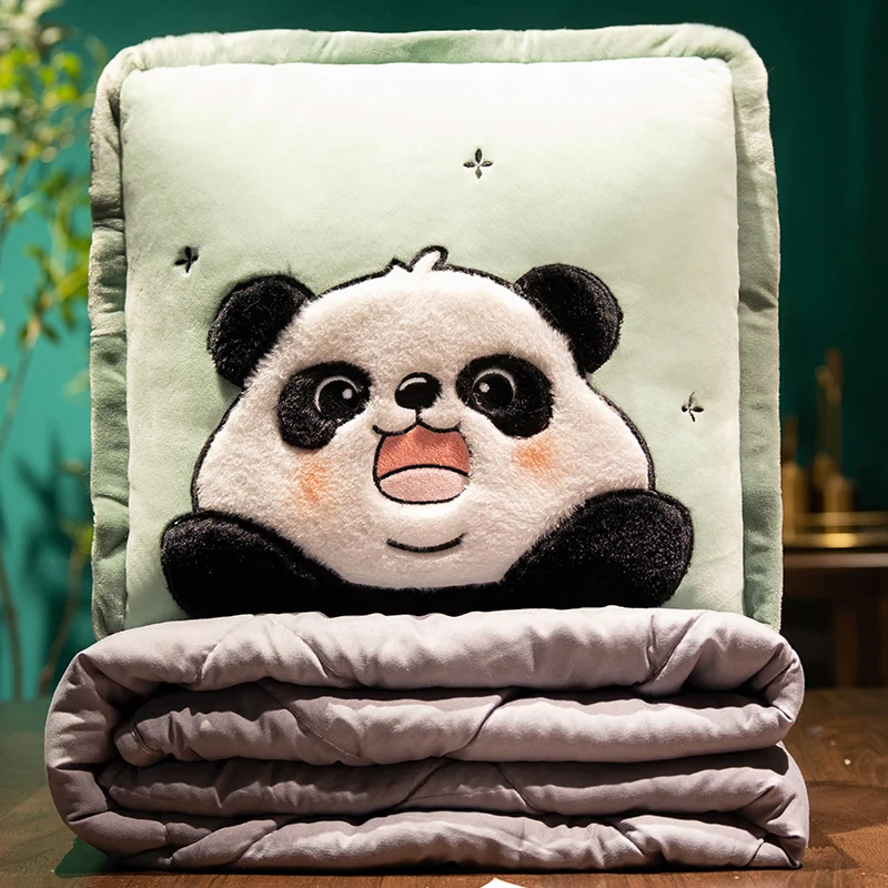 

180Cm Office Nap Panda Blanket Animal Pillow Blanket Wholesale Cheap Custom Soft Plush 2 in 1 Pillow Coral Flannel Blanket