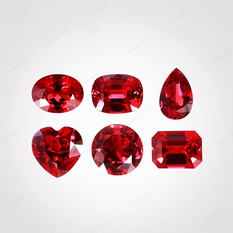 

Czochralski Method Pigeon Blood Red Color Lab Grown Ruby Multiple Shape Charm Beads for Diy Jewelry Making Rings Materials