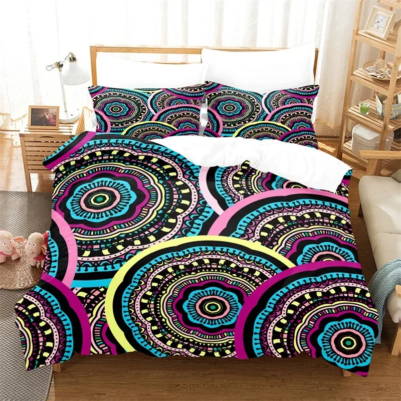 Bohemian Mandala Duvet Cover Microfiber Moroccan Ethnic Tribal Quilt Cover Exotic Geometric Bedding Set King For Kids Teen Gifts