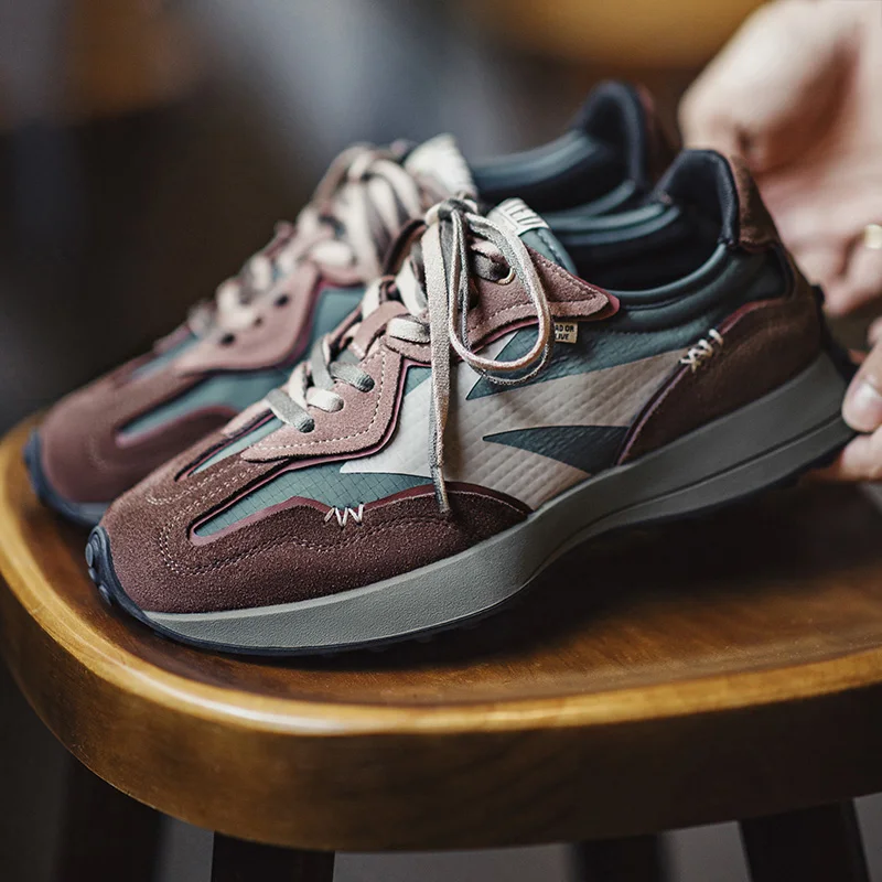 

Maden Casual 70S Retro Sneakers for Men's Thick Sole Jogging Breathable Casual Shoes Suede Leather Checked Sporty Shoes