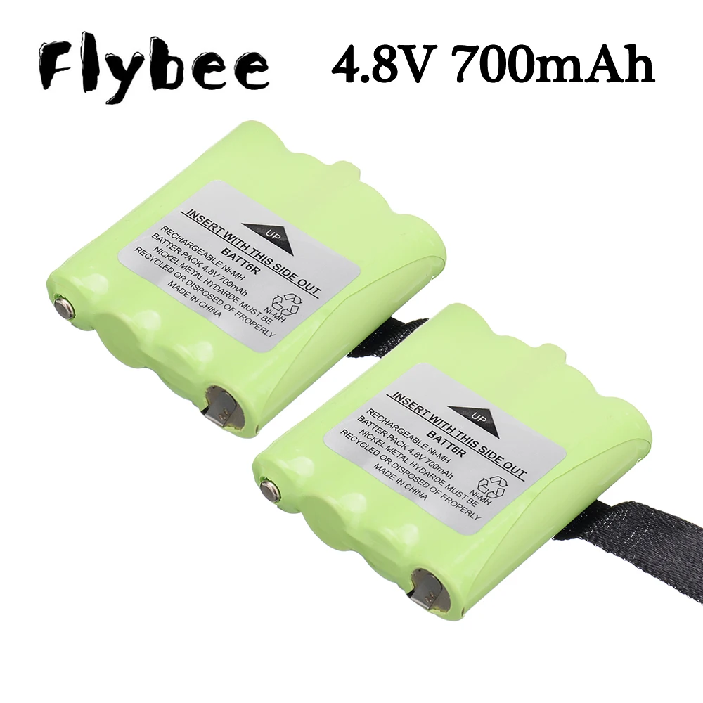 2Pcs 4.8V 700MAH NI-MH Rechargeable 2 Way Radio Battery for Midland BATT6R BATT-6R M24 M48 M99 LXT-325 LXT490 LXT Series Radios