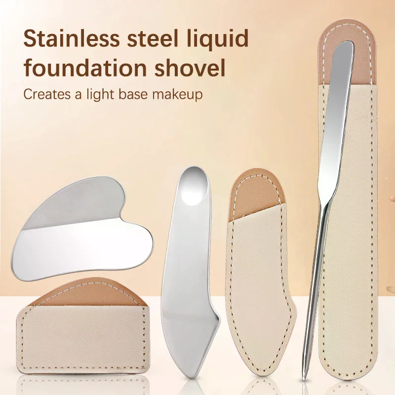 Espátula de base de aço inoxidável, máscara e colheres de creme para os olhos, multifuncional, raspagem facial, metal, conjunto de ferramentas de bele
