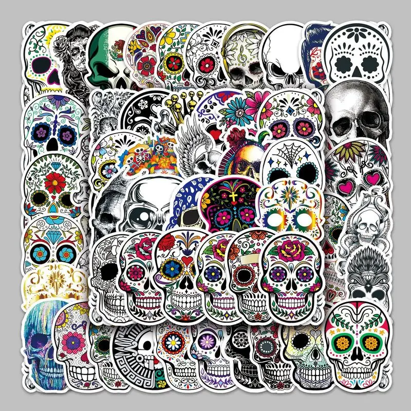 50Unique iridescent horror skull Halloween graffiti holiday decoration waterproof luggage refrigerator sticker