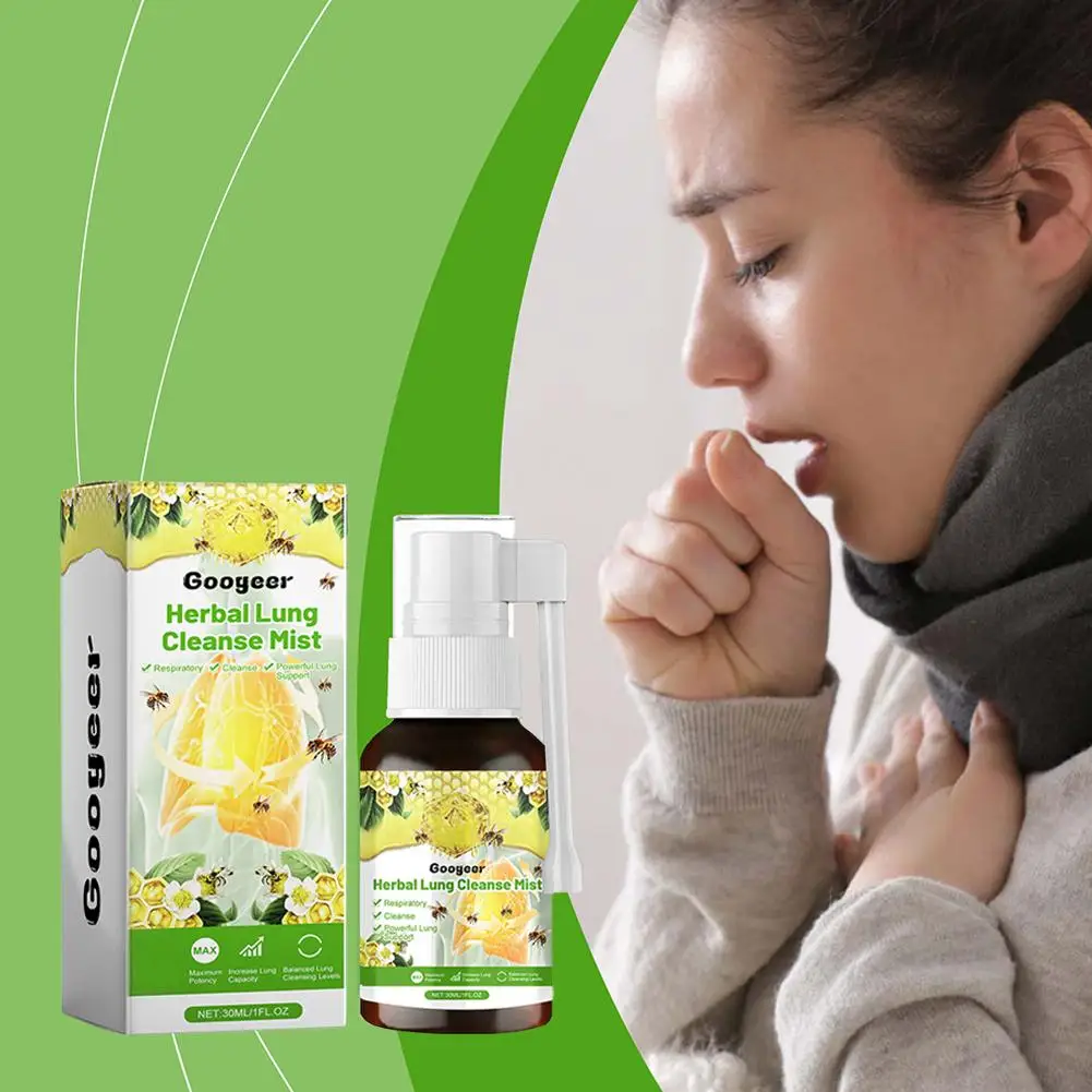 Semprotan pembersih paru Herbal 30ml, tempelan paru kuat mendukung tenggorokan semprot kesehatan Herbal peradangan perawatan sakit bersih merokok A4D3