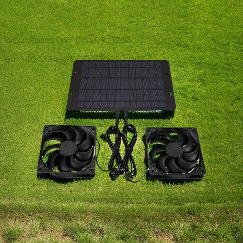 10W12V Solar Panel Double Exhaust Fan Suitable for Chicken Coop Pet House Window Exhaust Ventilation