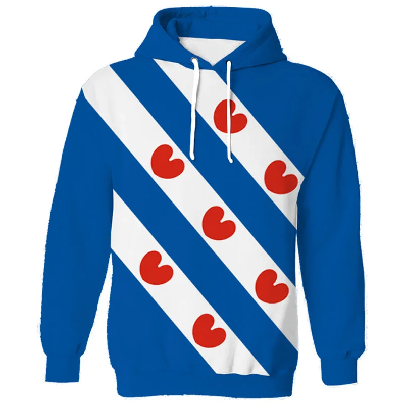 

3D Customizable Hoodie with Frisian Province Flag Print - Unique Design, Comfortable and Stylish Men's and Women's Clothing