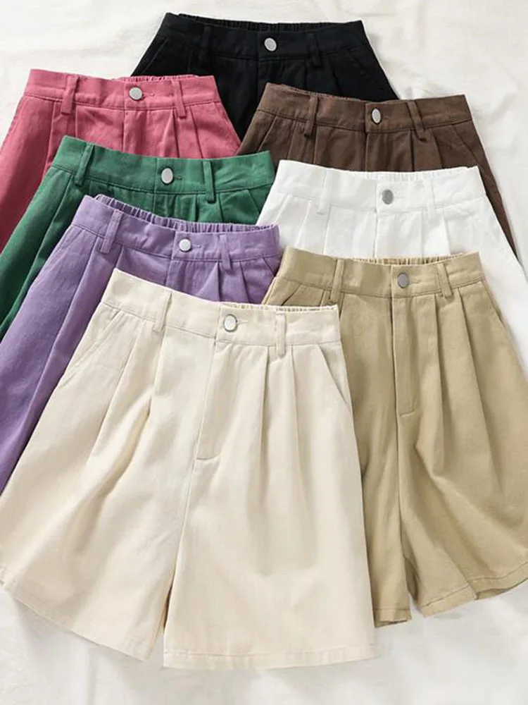 

Green Loose Shorts For Women Cotton Casual A Line White Wide Leg Shorts Ladies High Waist Women's Summer Shorts Wide 2024
