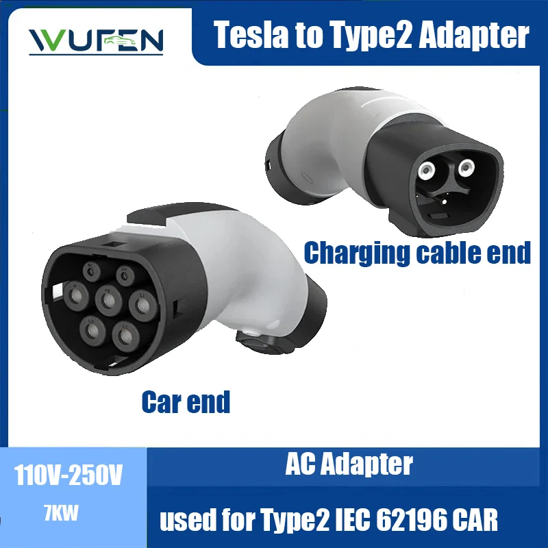 

WUFEN EVSE EV Adaptor 32A Tesla To Type 2 IEC 62196 Plug EV Adapter Electric Cars Vehicle Charger Charging Connector For BYD MG4