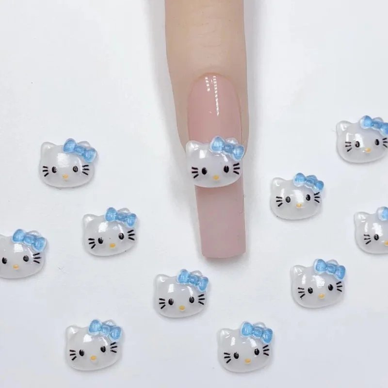 20Pcs Sanrio 3D Hello Kitty Nail Patches DIY Cute Cartoon KT Cat Gems Manicure Rhinestone Nail Art Akcesoria do dekoracji paznokci