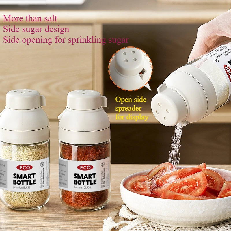 Kitchen seasoning bottle Household seasoning jar High appearance level household rotating seasoning glass salt jar sugar